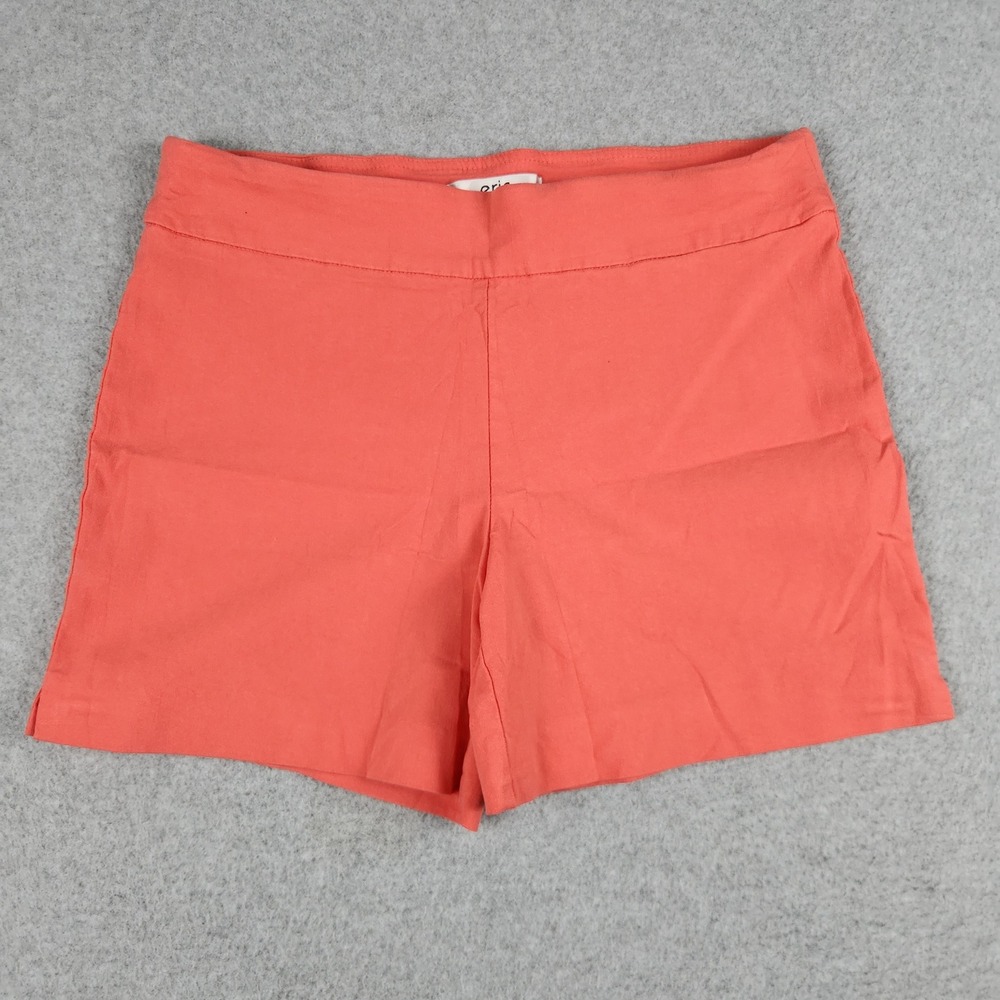 Eric Casual Shorts Womens L Coral Orange Stretchy High Waisted Pull On 4" Inseam